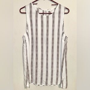 C Brown and White Striped Blouse